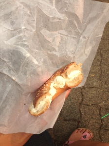 The bagel half that survived.